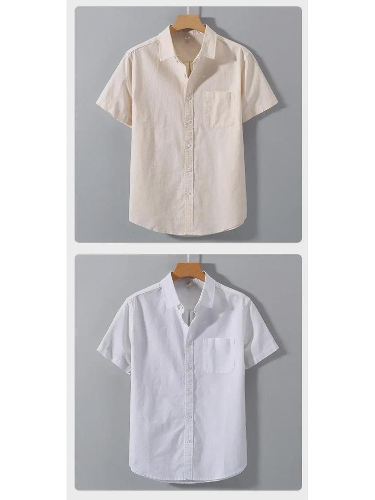 Men's Summer Business Casual Linen Short-Sleeve Shirt