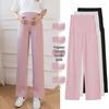 Korean-Style Breathable Summer Maternity Wide-Leg Pants with Adjustable Belly Support