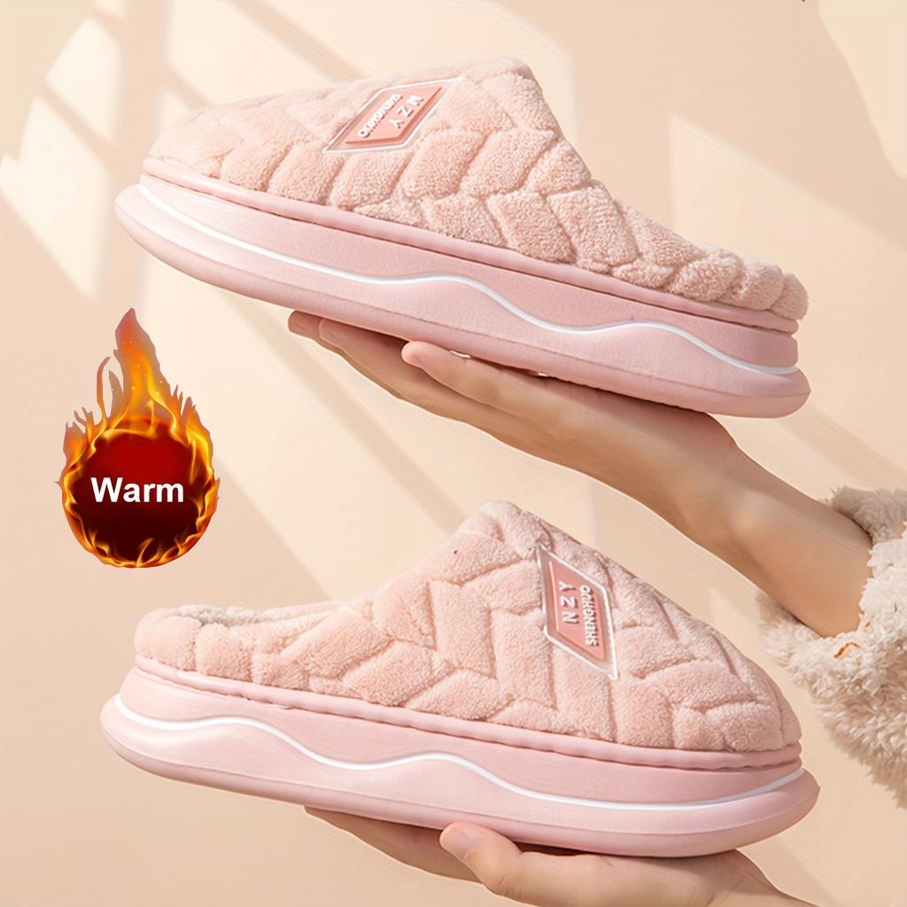 Autumn and Winter Women's Slippers Indoor Home Warmth and Slip-Resistant Thick Sole Plush Slippers Men's Couple Slippers