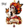 Durable Acrylic Ornaments Day of The Dead Ornament, Mexcian Flower Skeleton Hanging Decoration, Dia Indoor Home Accents De Los Muertos Sugar