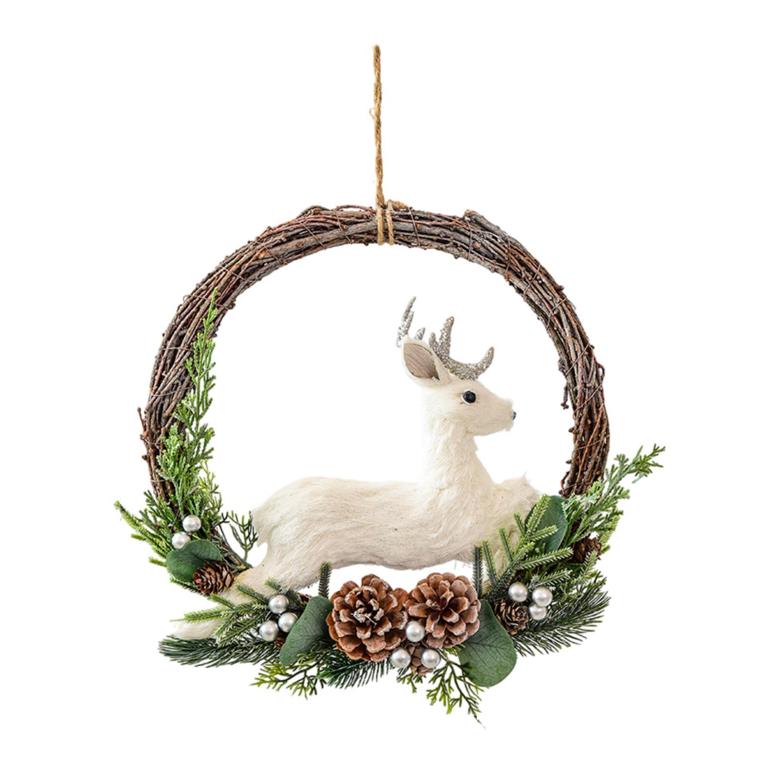 

Christmas Wreath Front Door Christmas Decoration Elk Wreath Xmas Wreath for Garden