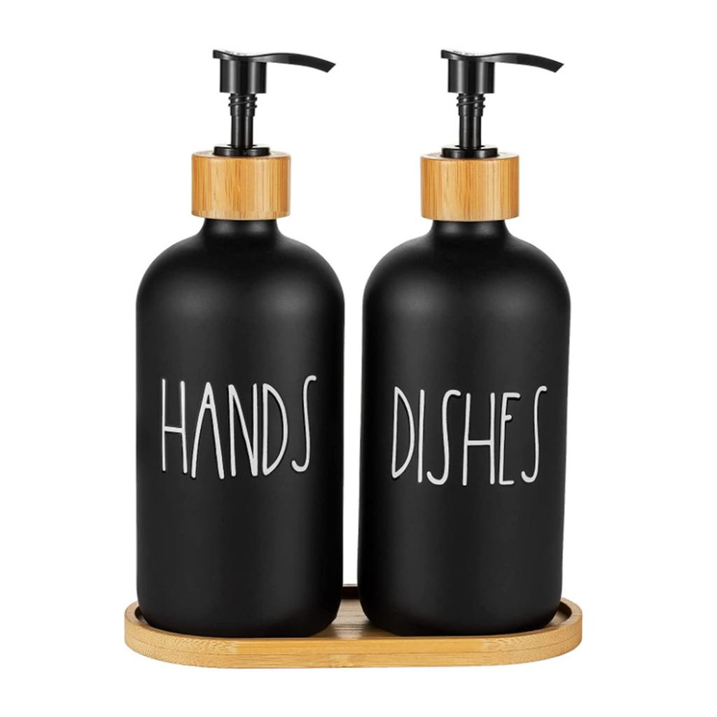 2 Stück Seifenspender Glasflasche 500ml Großes Fassungsvermögen Heimdekoration mit Ablage für Badezimmer