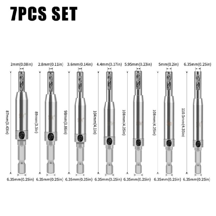 7Pcs Window Hinge Hole Opener for Woodwork Hexagonal Handle Position Irregular Drilling Tool Hinge Drill Set