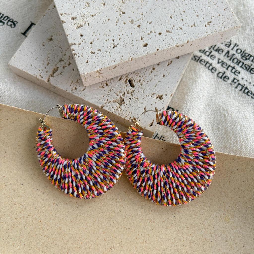 2025 Colorful Braided Wire Earrings: 925 Silver Needle, Niche Design, Light Luxury, European & American Retro Style.