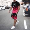 Men 2Pcs Sets Summer 3D Print Casual Gradient Suit Shirt  Shorts Streetwear Shirt Holiday Two Piece Suit