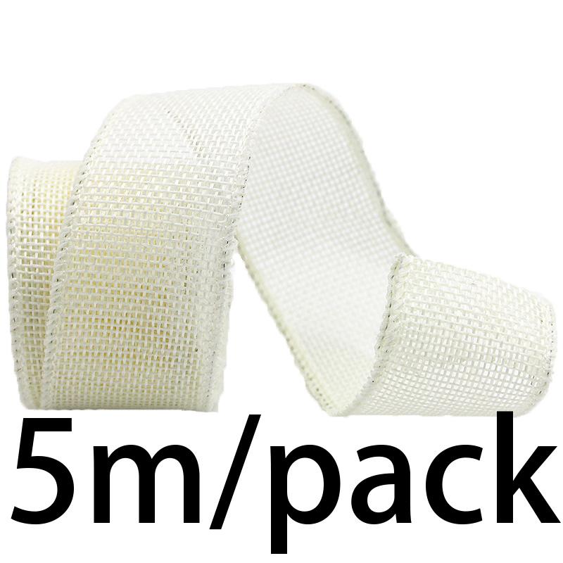 (5 meters/pack) 40mm color linen fabric iron wire edge ribbon gift box packaging ribbon festival decoration handmade DIY