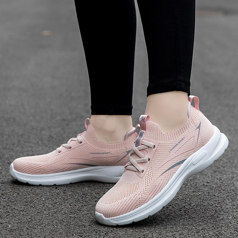 Women's Shoes Wide Instep Casual Walking Shoes Couple Sports Tide Shoes Flying Woven Mesh Breathable Lightweight Mother Shoes Elderly Shoes