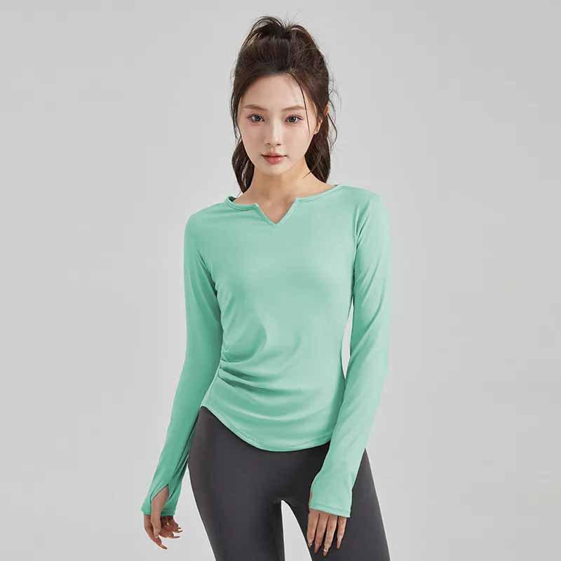 Slimming Yoga Suit Set: Women's V-Neck Quick-Dry Sports Top & Tight Training Pants