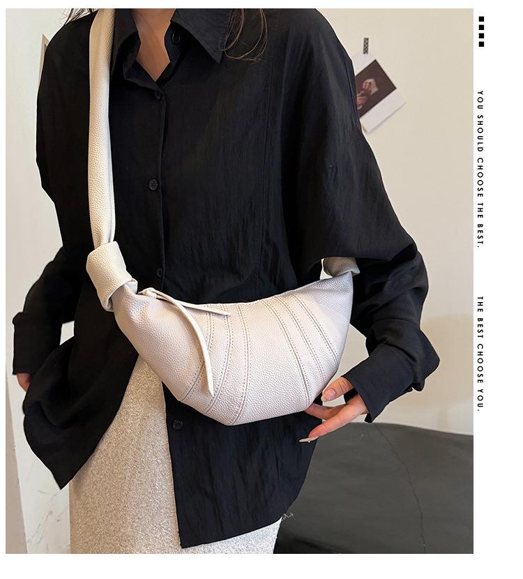 Women's Genuine Leather French Croissant Crossbody Bag – Versatile and High-End Design