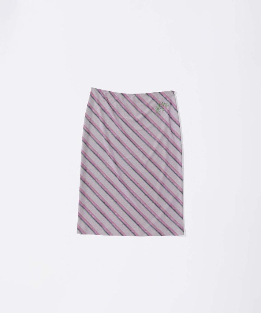 Sculpter Mesh Stripe Midi Skirt Baby Pink