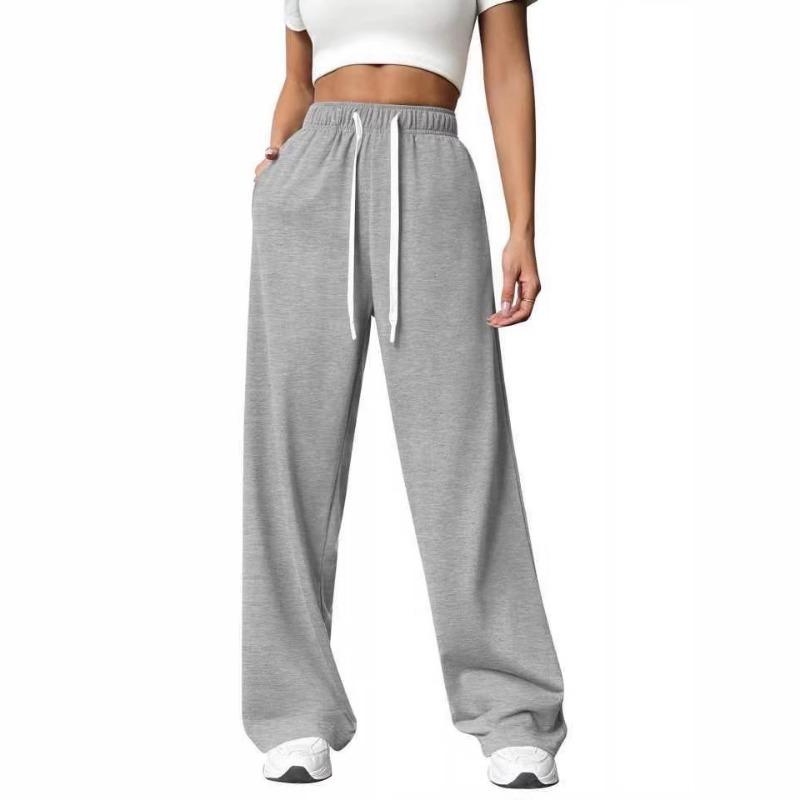 Dames Hoge Taille Trekkoord Zak Los Wijde Pijp Casual Sport Trainingsbroek