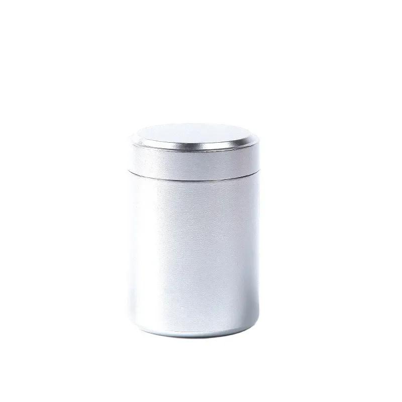 

Mini Tea Can Metal Box Aluminum Alloy Portable Sealed Jar Travel Moisture-proof Solid Color Nut Candy Food Storage Container серебряный