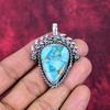 Blauer Kupfer Türkis Handgemachter Edelstein Anhänger, 925 Sterling Silber Anhänger Antik Schmuck, Für Verlobungsgeschenk