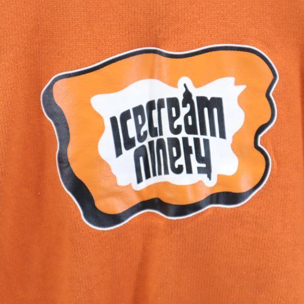 ICE CREAM Logo Print V Neck Knit Vest L Orange Series Men's Used