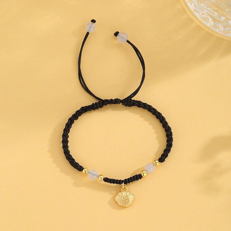 Elegant Lotus Good Luck Peace Woven Bracelet for Women Delicate Lovely Red Braided Rope Bracelet Party Jewelry Accessories