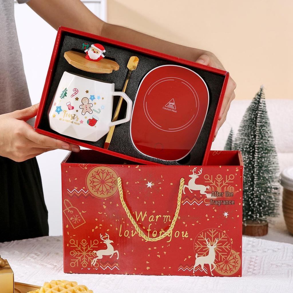 Creative Christmas Cartoon Santa Coffee Mug Gift Set