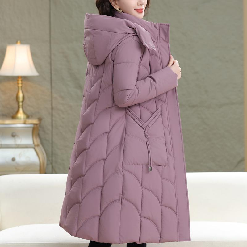 Παλτό Μεγάλου Μεγέθους XL-6XL για Γυναίκες Μέσης Ηλικίας Χειμερινά Μακριά Παρκά με Κουκούλα Χοντρά Ζεστά Καθημερινά Γυναικεία Μπουφάν