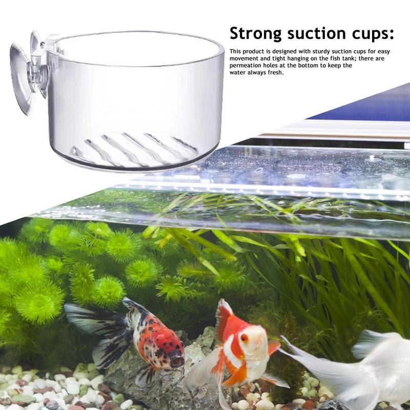 Acrylic Aquatic Plant Cup Aquarium Fish Tank Glass Plant Pot with suction holder Feeding Container Stand for Aquarium Lanscape