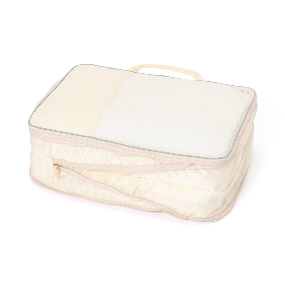 

Franc Franc Japan BicoLor Satin Compression Organizer L Mint X Ivory
