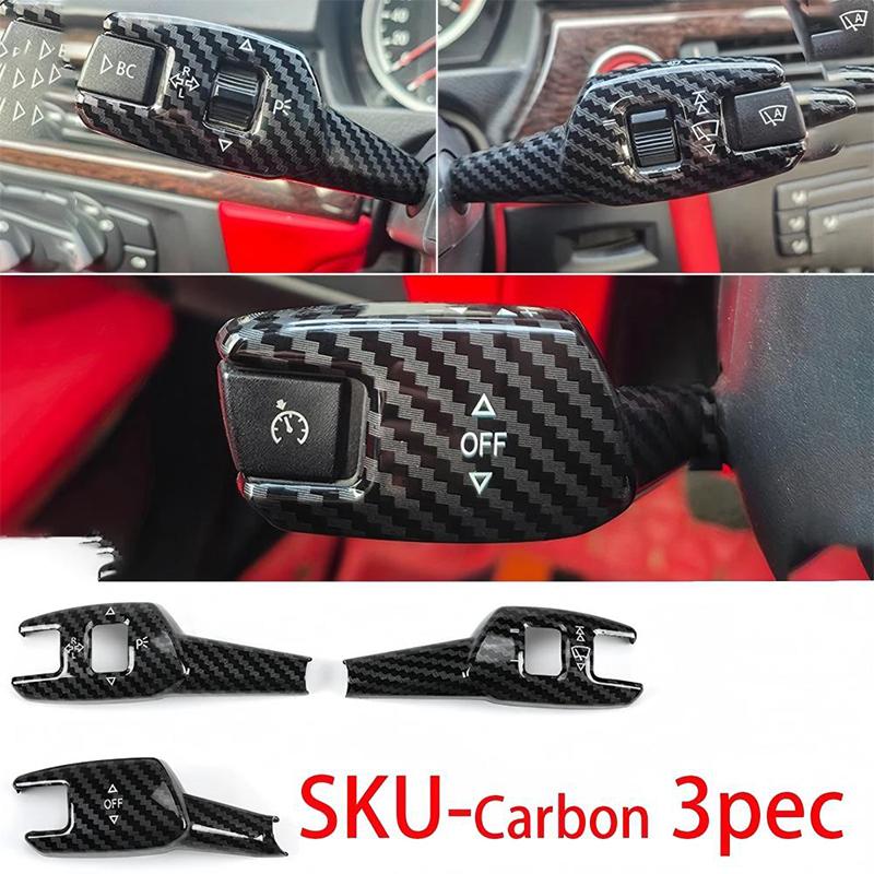 For BMW 3 4 5 6 7 Series X1X3X5X6 Car Turn Signal Wiper Lever Switch Cover Carbon Steering Steering Wheel Headlight Switch Trim