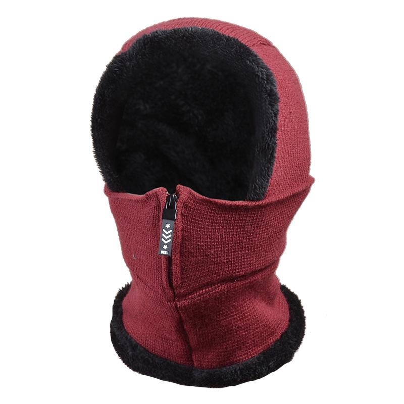Women Autumn Winter Cold Resistant Plush Thickened Neck One Piece Warm Ear Protection Cover Knitted Hat