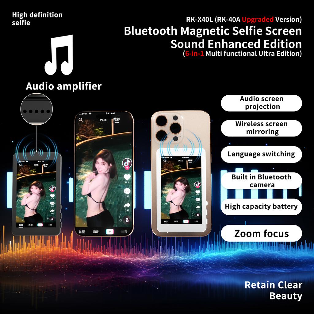 Phone Wireless Magnetic Selfie Monitor Screen For Smartphone Vlog Live Stream Video Recording Phone Rear Camera Selfie New