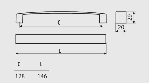 UU24 Handle, Brushed Nickel, 128mm