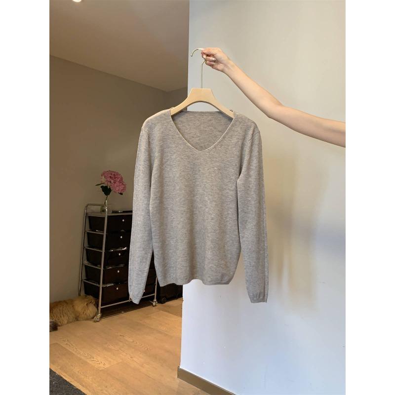 Fashion Collar Knitted Sweater Women's Soft Waxy Bottoming Shirt Autumn and Winter Simple Versatile Lazy Style Long-sleeved Inner Top