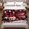 Christmas Theme Soft Blanket Personalized Custom Name Text Print Warm Blanket Home Sofa Bedroom Decor