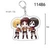 Attack on Titan Keychain: Acrylic Pendant featuring Captain Levi, Eren, Mikasa, and Armin.