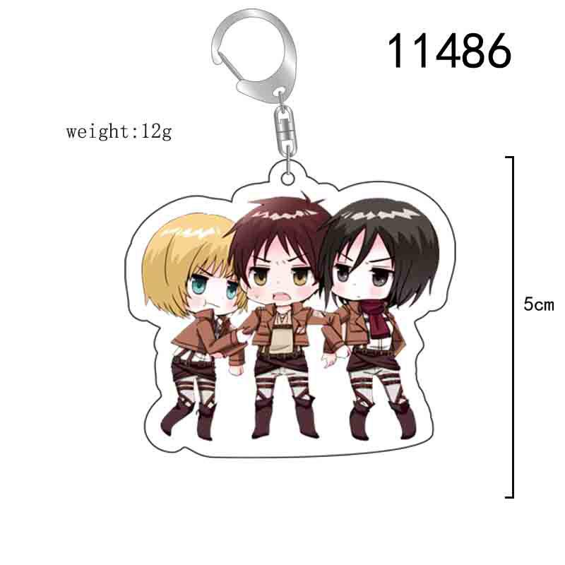Attack on Titan Keychain: Acrylic Pendant featuring Captain Levi, Eren, Mikasa, and Armin.