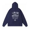 Mens Hooded Zip-Up Fleece-Lined Sweatshirt With Letter Print Casual Oversized Pullover Winter Jacket