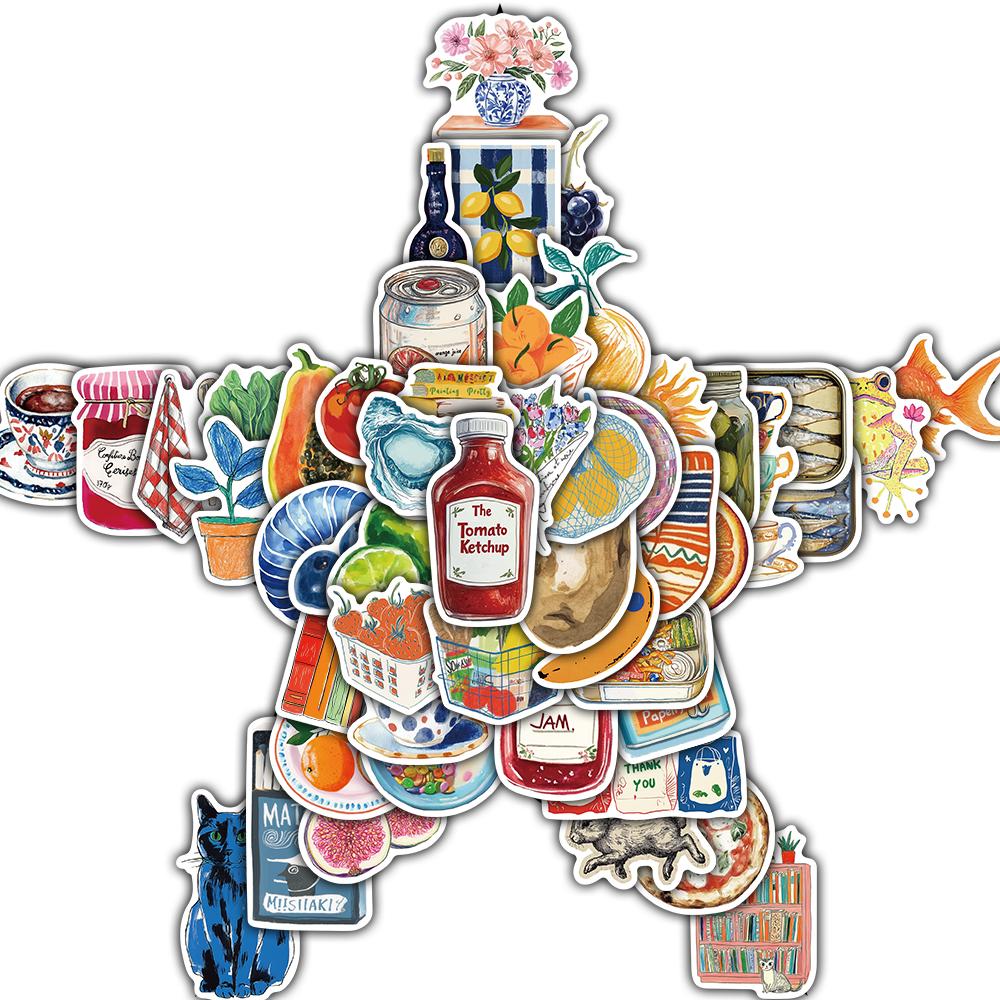 

50PCS Retro Style Sticker Notebook Waterproof Art PVC Laptop Gift Luggage Cafe Refrigerator Living Room Bicycle Stickers