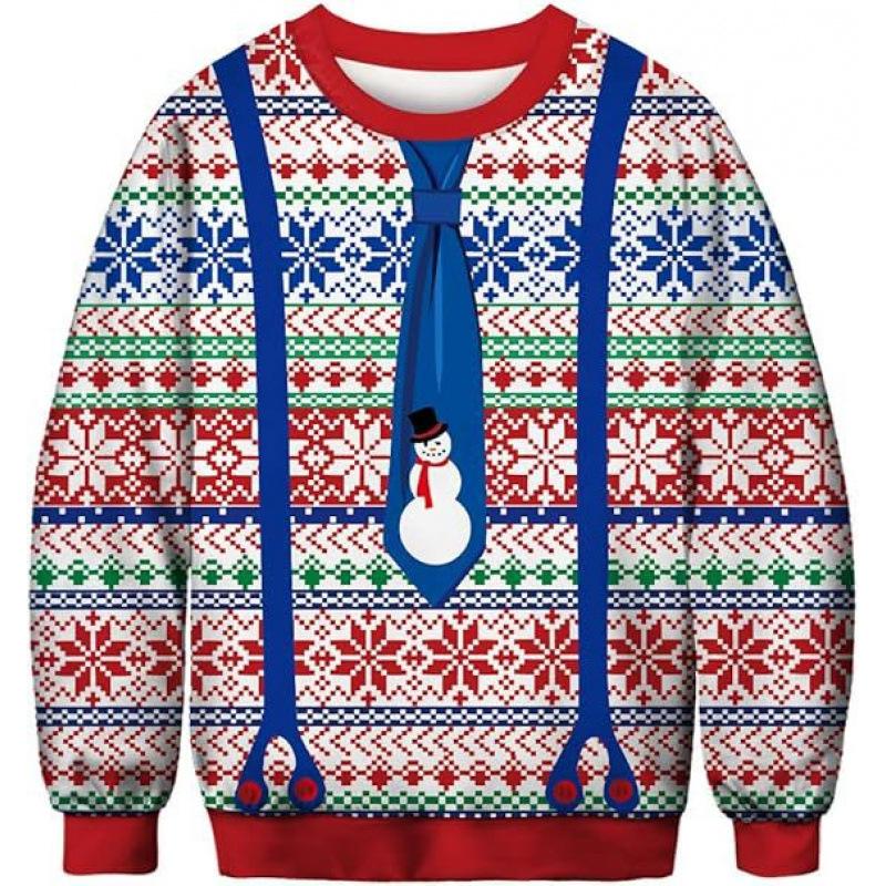 New Green Hair Monster Santa Claus 3D Digital Print Christmas Peripheral Round Neck Long Sleeved Women's Pullovers