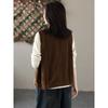 Dimanaf 2025 New Corduroy Jacket Vest Autumn Short Sleeveless Retro Coat Buttons Women Solid