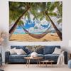 Beach Hammock with Palm Tree Shade Beach Scene Wall Hanging Tapestry