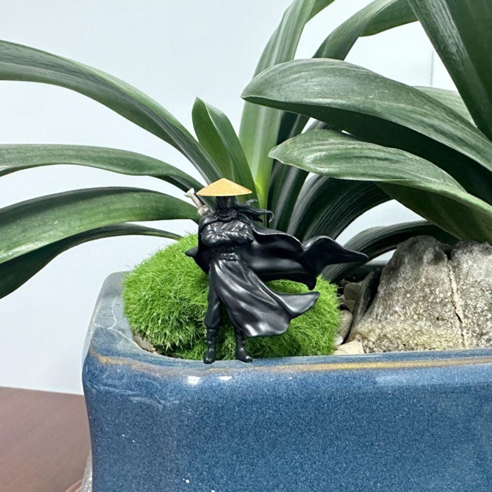 Model Mini Chinese Swordsman Figure Waterproof Cute Garden Miniatures Creative Exquisite Statue Ornament Home