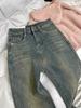 Women's Plush High-Waist Flared Jeans - Thickened, Elastic, Plus-Size, Hip-Covering for Autumn and Winter 2024.