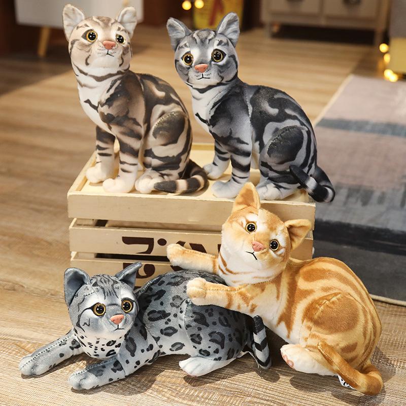 Lifelike Cat Plush Doll Soft Stuffed Animals Toy Child Gift Cute Cat Toys For Kids Birthday Christmas Gifts