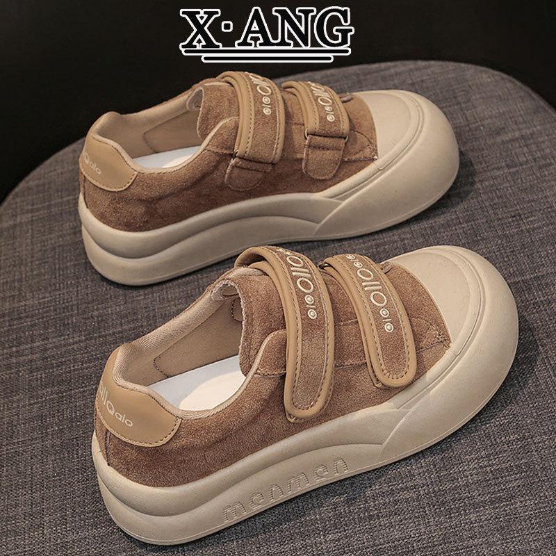 Velcro Bread Shoes Leather Board Shoes Women's Platform White Shoes New Autumn Women's Shoes Casual Sports Shoes