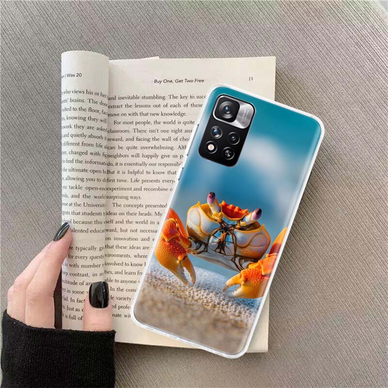 Unique Animal Crab Phone Case For Redmi Note 13 12 Pro Plus 14 15 Pro 5G 11 11T 11E 11S 10 Pro 10S 9 9S Cover Cell Clear TPU Cap