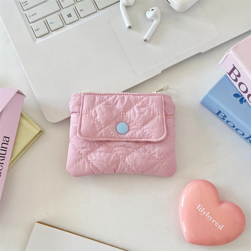 Quilted rhombus grid change bag snap card bag storage bag certificate bank card multi-function finishing small bag