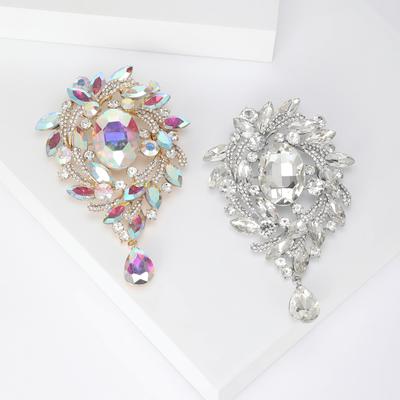 Shiny Glass Rhinestone Corsage Exaggerated Gemstone Coat Jacket Accessory Pin Symphony Water Drop Brooch