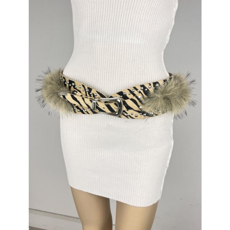 New Fluffy Belt, Fluffy Wide Belt, Riveted Punk Millennium Spice Girl Belt, Subculture Light Waist Strap