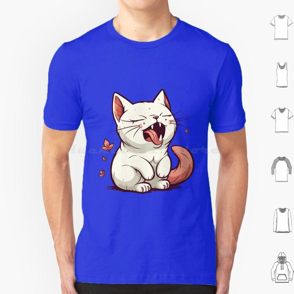 Aaahhhhh Yawning Kitty T Shirt 6xl Cotton Cool Tee Cute Cat Illustration Cartoony Cat Design Meowing Cat Art Playful Cat S