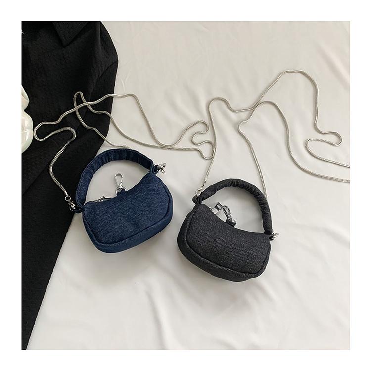 IELGY women's simple denim bag, retro shoulder niche fashion hand-held underarm bag