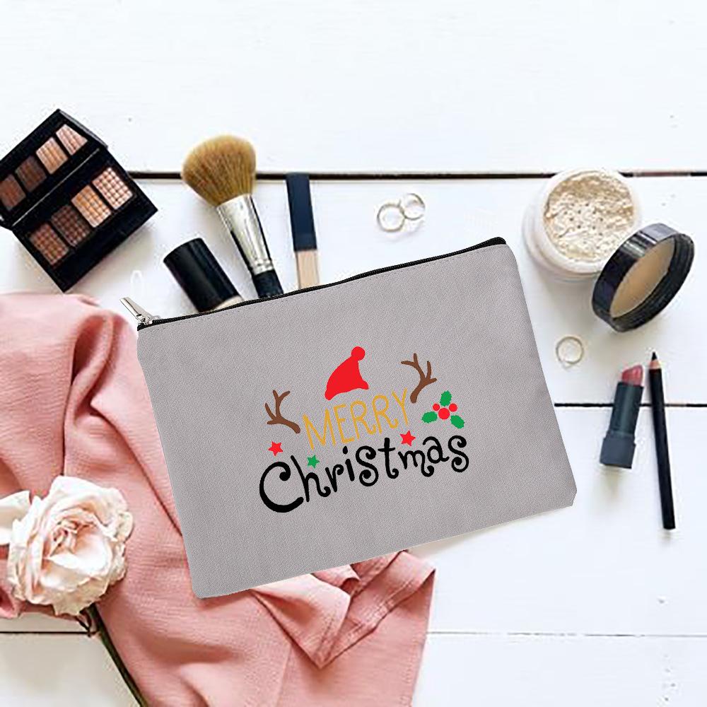 

Косметички с принтом Санта-оленя на молнии, рождественские подарки, женская повседневная косметичка, органайзер для туалетных принадлежностей, женские сумки