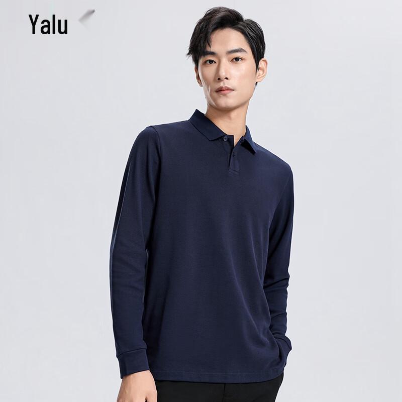 Yalu Herren 100% Baumwolle Langarm Poloshirt