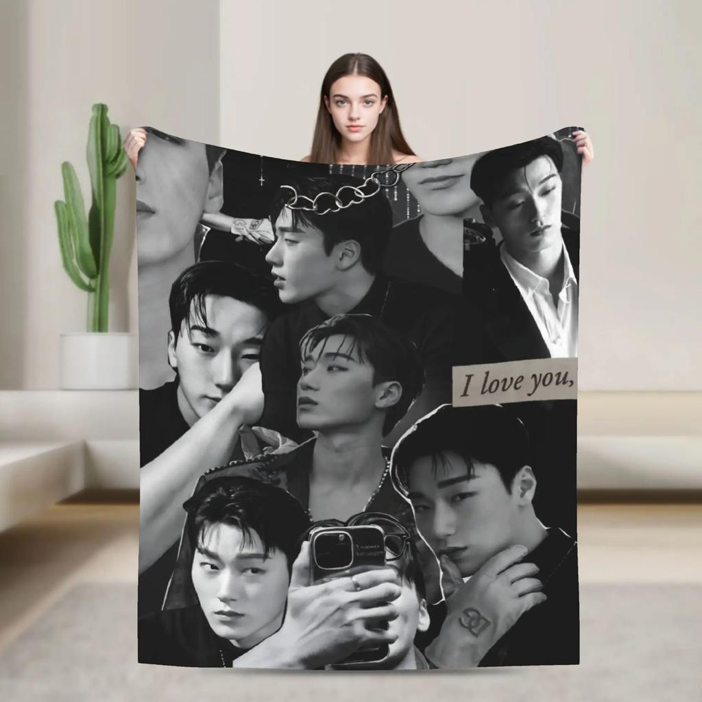 Super Warm Blankets Camping Kpop Ateez Choi San Throw Blanket Flannel Bedspread For Outdoor Novelty Sofa Bed Cover