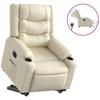 Recliner Chair with Lift Assist Electric Cream Artificial Leather